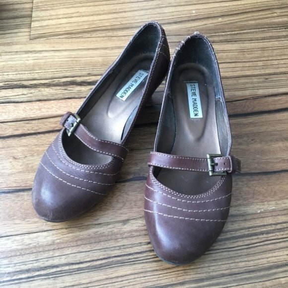 Steve Madden 2" heel wedge leather‎ shoes - Picture 1 of 4